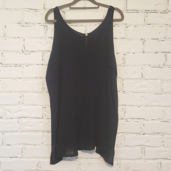 Sheer sleeveless blouse with front back and side slit & gem/gold small buckle - Picture 1 of 6